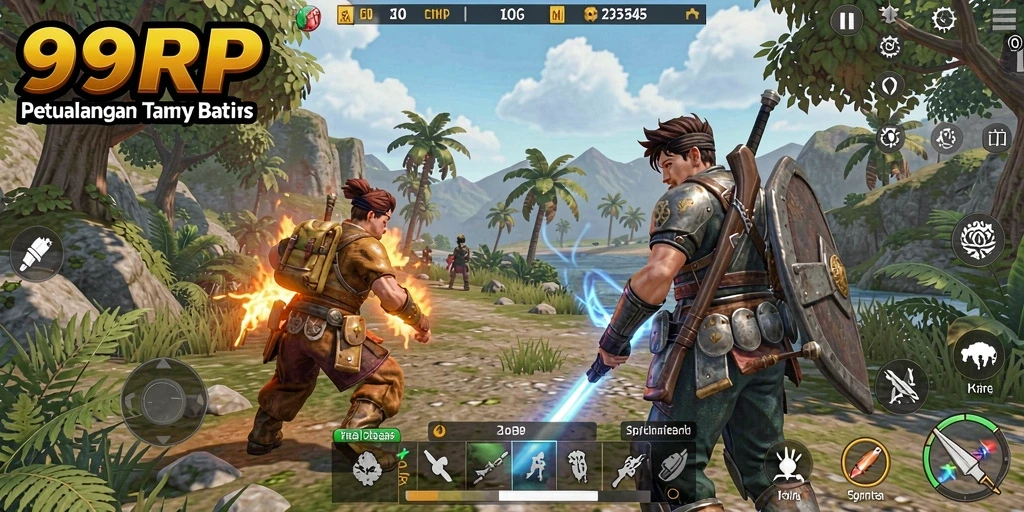 Tangkapan layar gameplay 99RP menampilkan eksplorasi dunia terbuka yang menakjubkan.