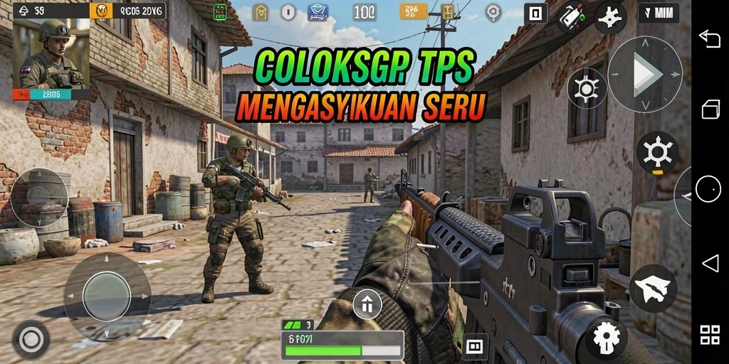 Tampilan screenshot COLOKSGP menampilkan aksi tembak-menembak seru di lapangan.