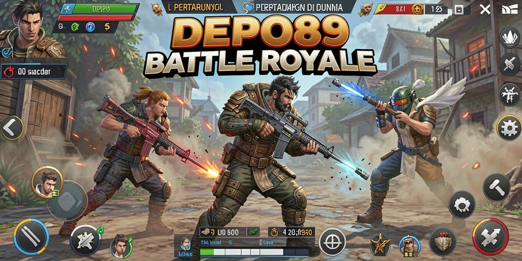 Screenshot gameplay DEPO89 menampilkan momen aksi mendebarkan di arena Battle Royale.
