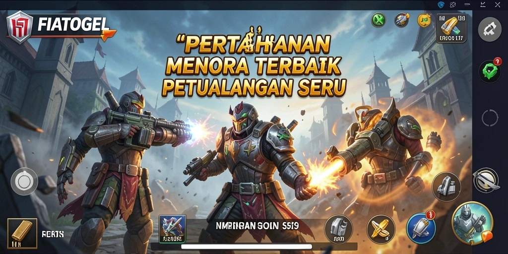 Tangkapan layar gameplay FIATOGEL menampilkan aksi menara yang mendebarkan.