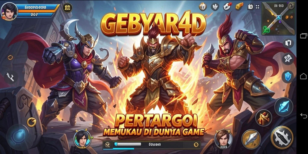Screenshot GEBYAR4D menampilkan aksi pertarungan yang mendebarkan antara karakter di arena.
