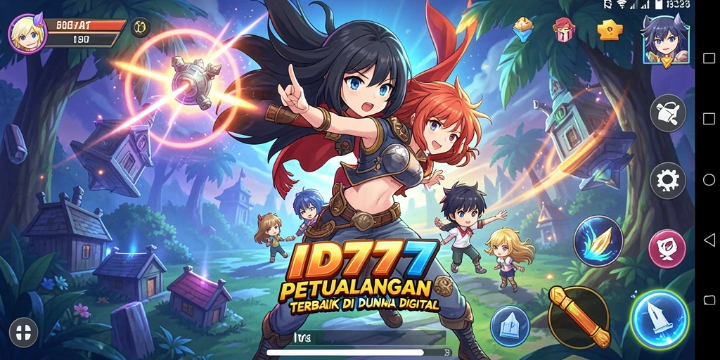 Screenshot dari gameplay <strong>ID777</strong> menunjukkan pertarungan karakter anime yang epik.