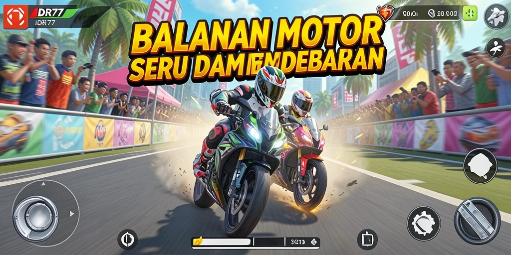 Screenshot gameplay IDR77 menampilkan balapan motor yang intens dan seru.