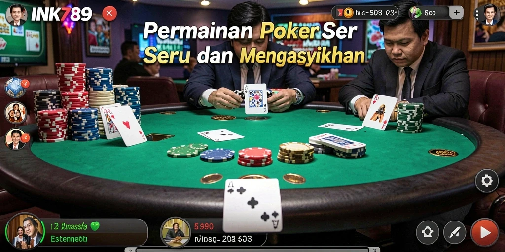 Screenshot gameplay INK789 menampilkan aksi poker yang mendebarkan dan interaktif.