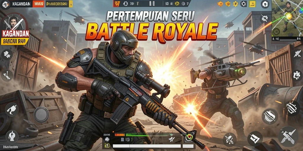 Gameplay Battle Royale KAGANDAN yang mendebarkan dan penuh aksi.
