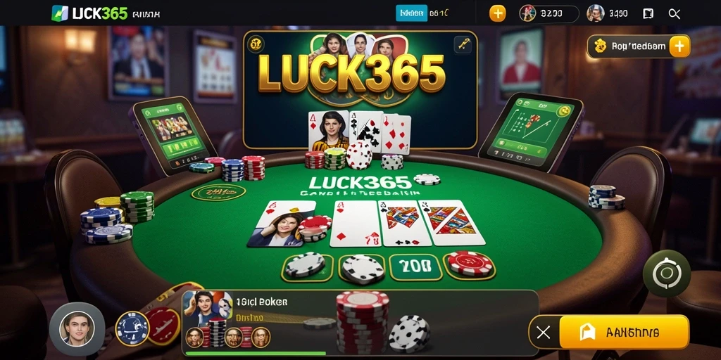 Tampilan layar permainan poker di LUCK365 dengan pemain yang bersaing.
