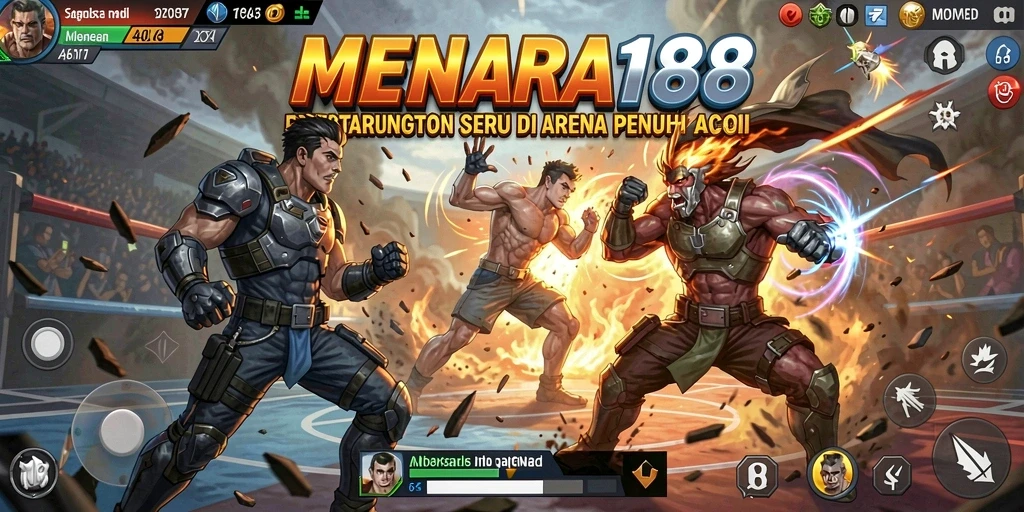 Tampilan seru dari pertarungan di MENARA188 dengan karakter yang menarik.
