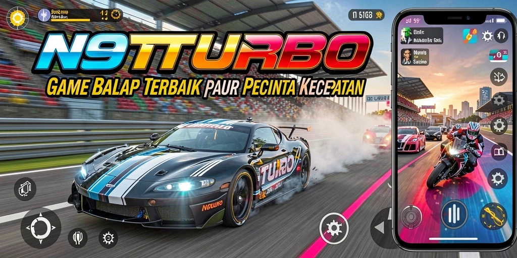 Tampilan gameplay dari N9TURBO yang mendebarkan di berbagai trek balap.