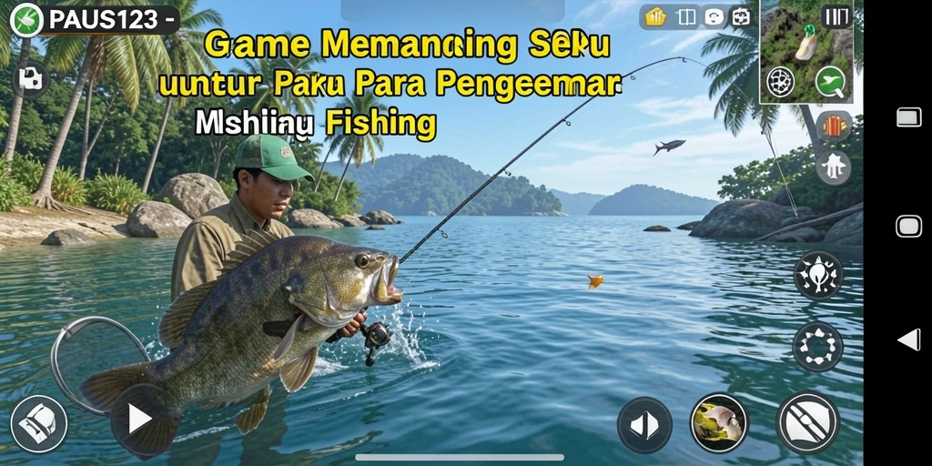 Screenshot menunjukkan gameplay seru dalam game memancing PAUS123.