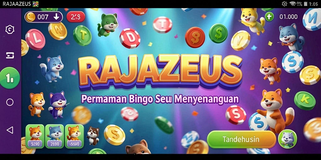 Screenshot gameplay RAJAZEUS yang menampilkan suasana bingo yang seru.