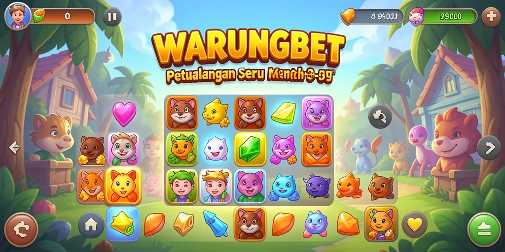 Tampilan gameplay seru di WARUNGBET dengan tantangan Match-3.