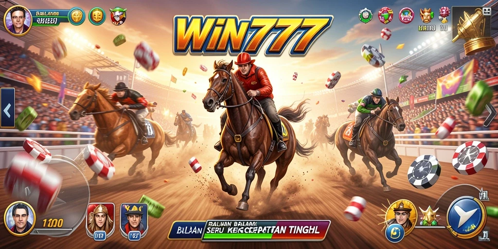 Tampilan utama gameplay WIN777 dengan aksi balapan yang menegangkan.